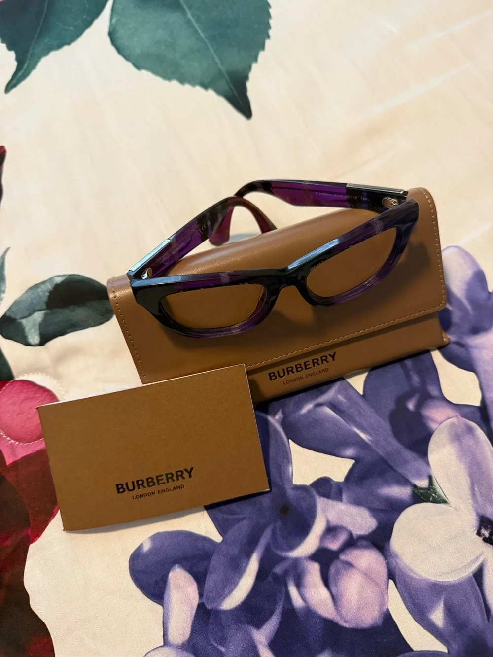 Burberry Purple Tortoiseshell Rectangular Eyeglasses